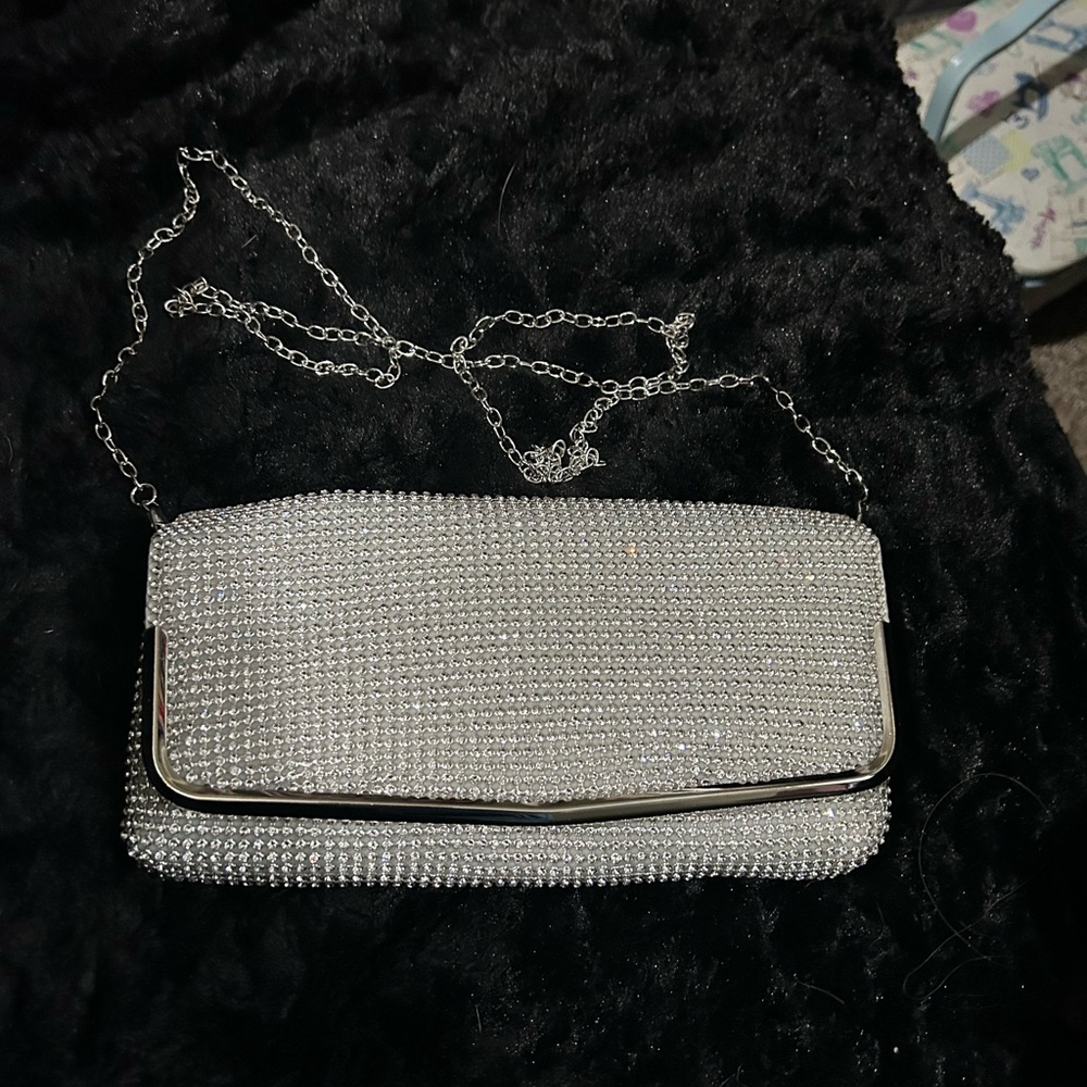 Elegant Silver Crystal Clutch